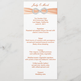 Cartão de Menu de Casamento Infinito do Orange Dia