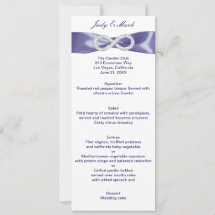 Cartão de Menu de Casamento Infinity Diamond Azul 