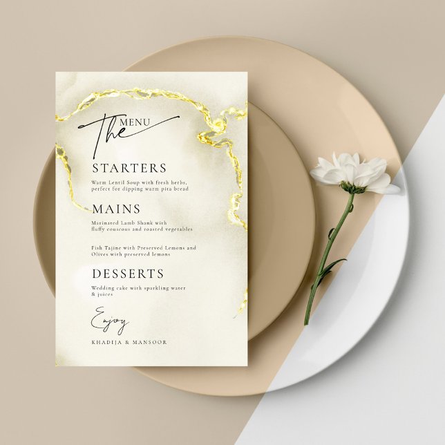 Cartão de Menu de Casamento Islâmico com Textura M (Criador carregado)