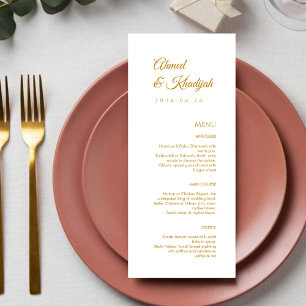 Cartão de Menu de Casamento Islâmico Elegante em D