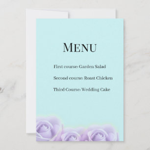 Cartão de Menu de Casamento Lavender Rose