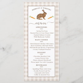 Cartão de Menu de Casamento Lebre da Floresta Bege