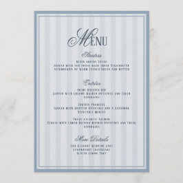 Cartão de Menu de Casamento Listrado Azul