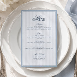 Cartão de Menu de Casamento Listrado Azul