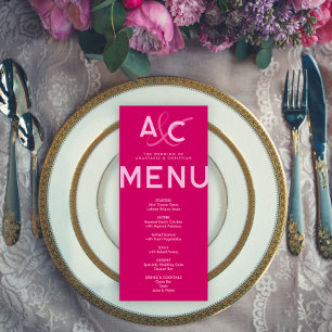 Cartão de Menu de Casamento Magenta Moderno e Ousa