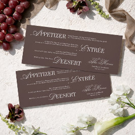 Cartão de Menu de Casamento Marrom