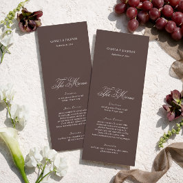 Cartão de Menu de Casamento Marrom Dinheiro Antigo