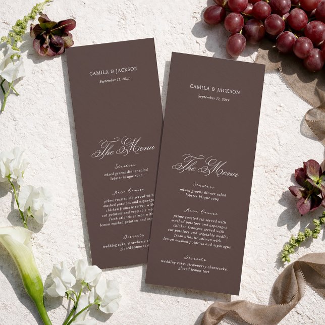 Cartão de Menu de Casamento Marrom Dinheiro Antigo (Criador carregado)