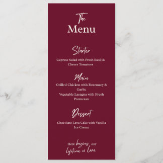 Cartão de Menu de Casamento Marrom Editável Plano