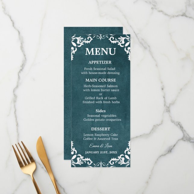 Cartão de Menu de Casamento Mexicano Rústico (Frente/Verso In Situ)