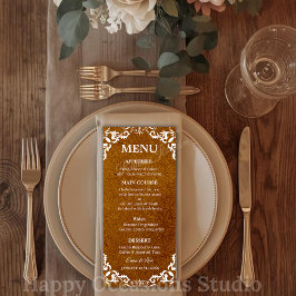 Cartão de Menu de Casamento Mexicano Rústico