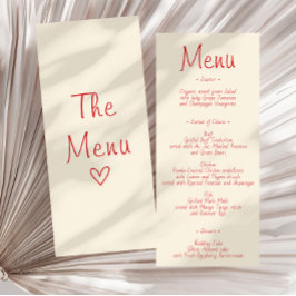 Cartão de Menu de Casamento Minimalista Creme Manu