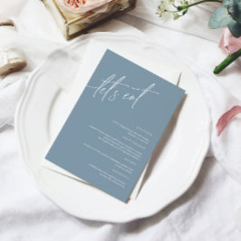 Cartão de Menu de Casamento Minimalista Dusty Blue
