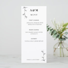 Cartão de Menu de Casamento Minimalista, Estética 
