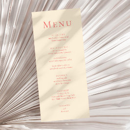 Cartão de Menu de Casamento Minimalista Moderno de