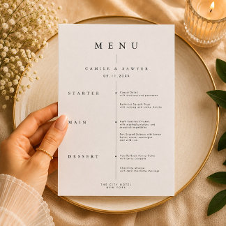 Cartão de Menu de Casamento Minimalista Moderno El