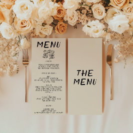 Cartão de Menu de Casamento Minimalista Moderno Ma