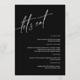 Cartão de Menu de Casamento Minimalista Preto e Br