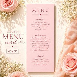 Cartão de Menu de Casamento Minimalista Rosa e Ver