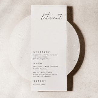 Cartão de Menu de Casamento Mínimo Moderno Efeito 