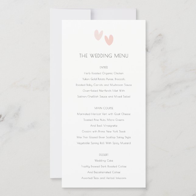 Cartão de Menu de Casamento Mínimo Pastel Dusky Pi (Frente)