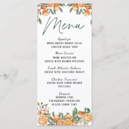 Cartão de Menu de Casamento Moderno Com Citrinos