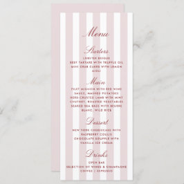 Cartão de Menu de Casamento Moderno de Stripes Ros
