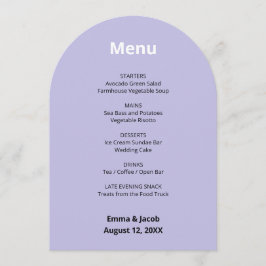 Cartão de Menu de Casamento Moderno Puro Claro