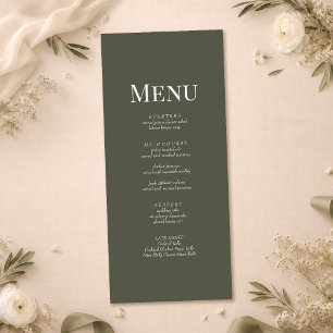 Cartão de Menu de Casamento Monograma Verde Oliva