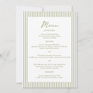 Cartão de Menu de Casamento Monograma Verde Oliva