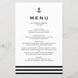 Cartão de Menu de Casamento Náutico com Âncora Pre
