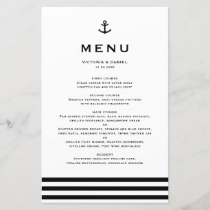 Cartão de Menu de Casamento Náutico com Âncora Pre
