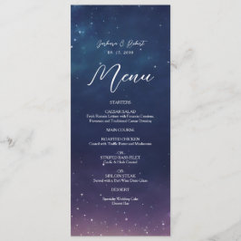 Cartão de Menu de Casamento Noite Estelar Celestia