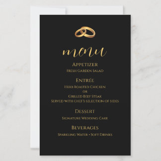 Cartão de Menu de Casamento Ouro Preto