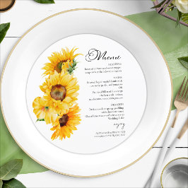 Cartão de Menu de Casamento outono de Girassol
