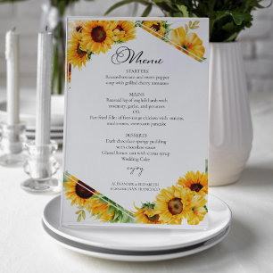 Cartão de Menu de Casamento outono de Girassol