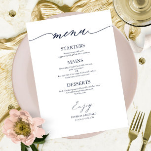 Cartão De Menu De Casamento Para Caligrafia Chic