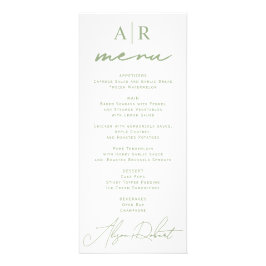 Cartão de menu de casamento para caligrafia verde