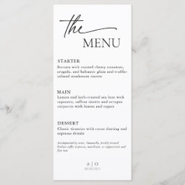 Cartão de Menu de Casamento para Janto de Três Cur