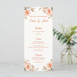 Cartão de Menu de Casamento Personalizado Floral
