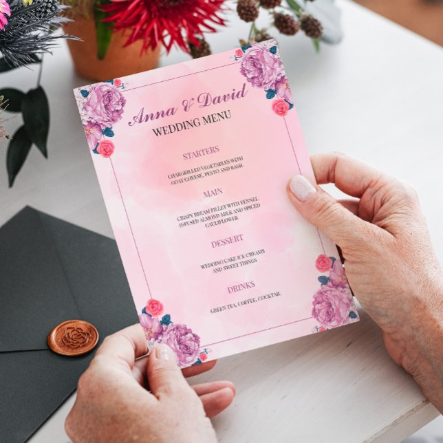 Cartão de Menu de Casamento. Personalizável (Criador carregado)