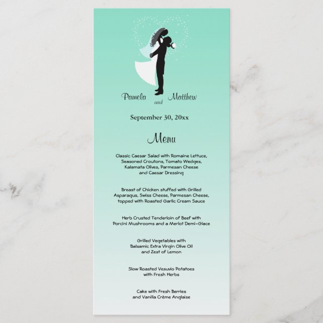 Cartão de Menu de Casamento Personalizável do Chum (Frente)