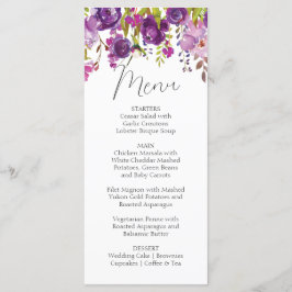 Cartão de Menu de Casamento Púrpura