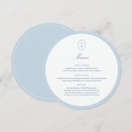 Cartão de Menu de Casamento Redondo com Monograma