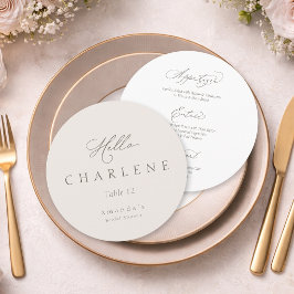 Cartão de Menu de Casamento Redondo Minimalista Ch