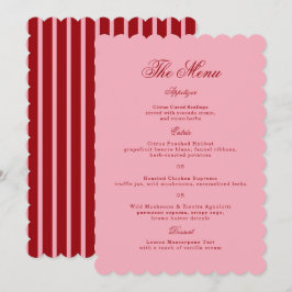 Cartão de Menu de Casamento Retrô Rosa Vermelho co