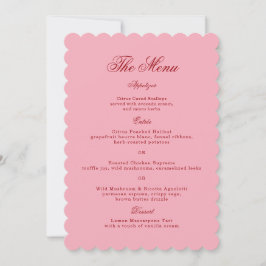 Cartão de Menu de Casamento Retrô Rosa Vermelho co