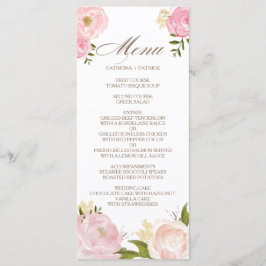 Cartão de Menu de Casamento Romântico das Flores d