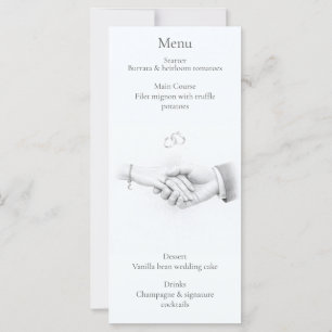 Cartão de Menu de Casamento Romântico Minimalista 