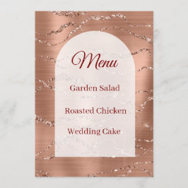 Cartão de Menu de Casamento Rosa Dourado Brilho Br